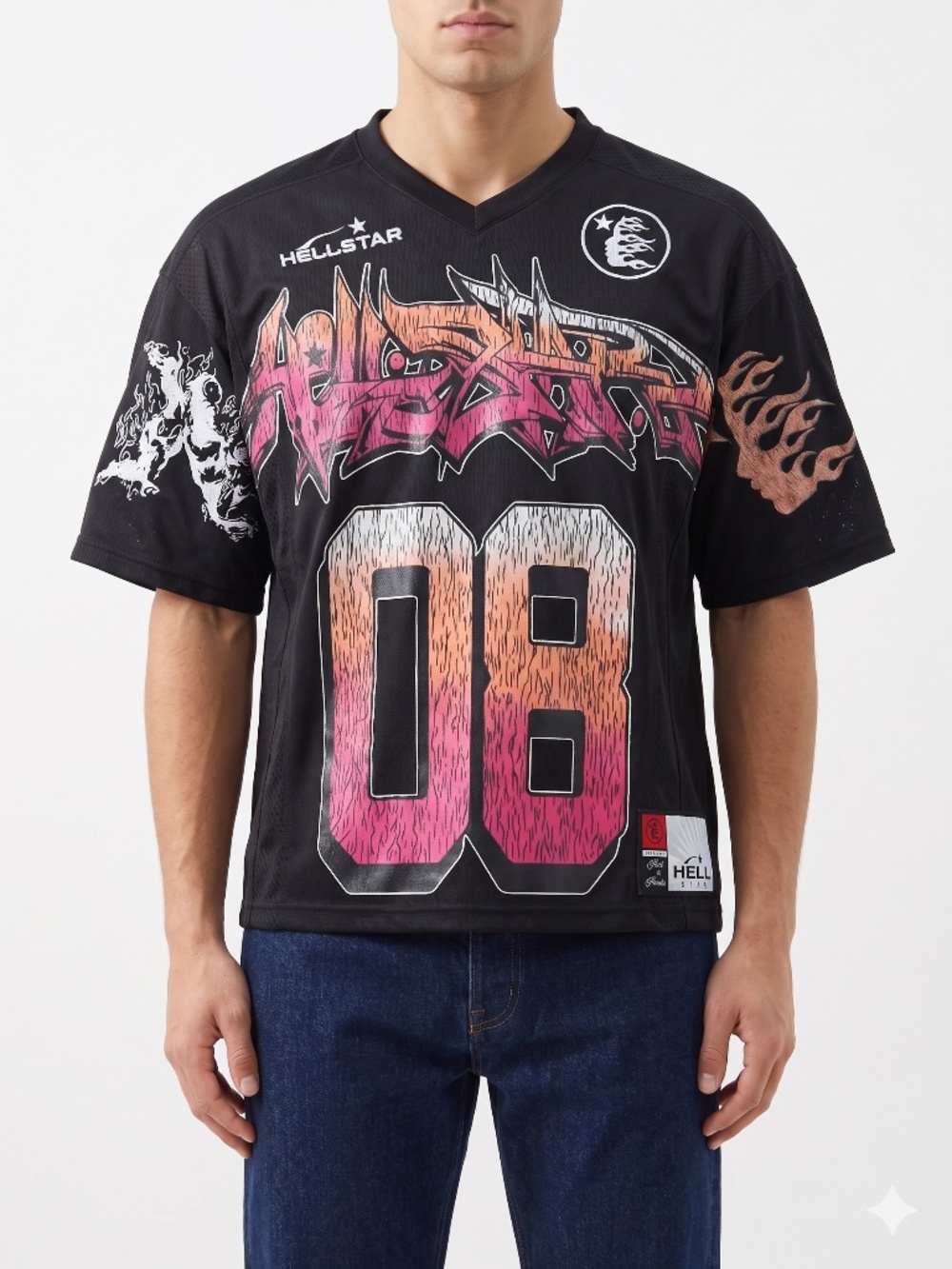 Hellstar Path To Paradise Football Jersey Shirt Mesh Black Pink Size S Small